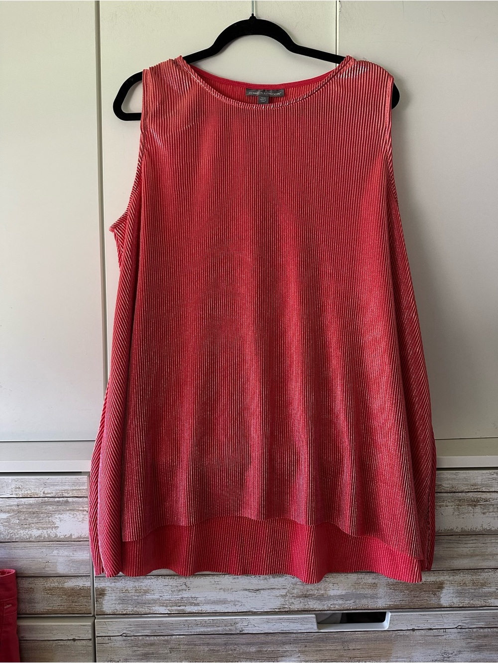 Jessica London Coral Ribbed Sleeveless Swing Tank